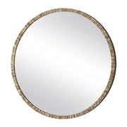 Uttermost Odeon Ridged Capriz Shell Inlay Round Mirror with Bronze Iron