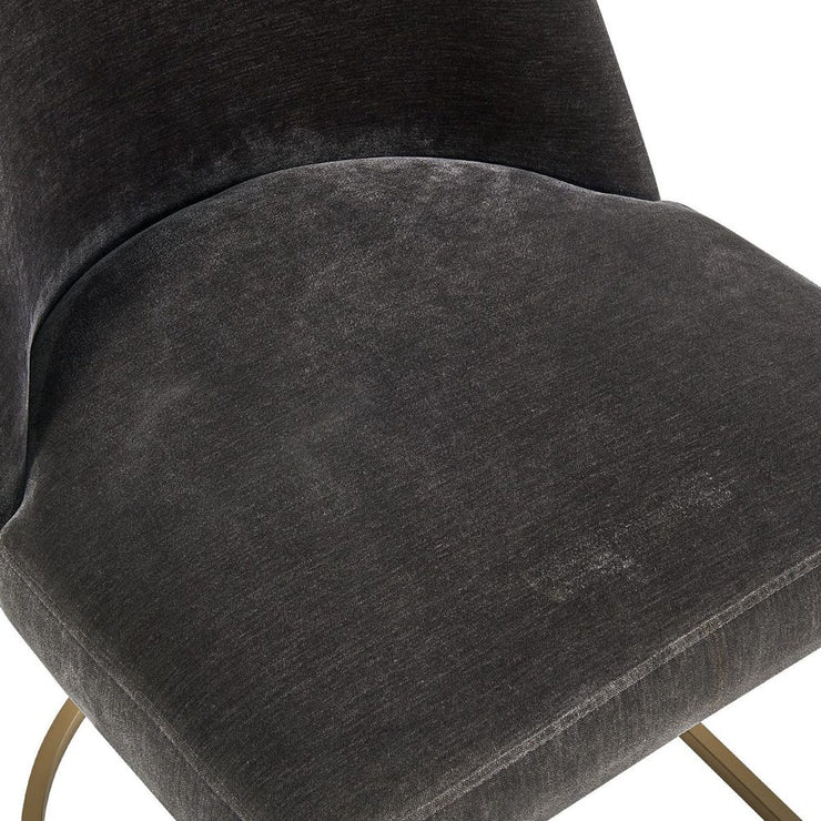 Uttermost Hanni Charcoal Velvet Dining Chair with Curved Steel Frame