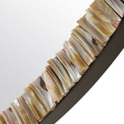 Uttermost Odeon Ridged Capriz Shell Inlay Round Mirror with Bronze Iron