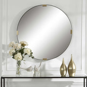 Uttermost Clip Black and Gold Iron Round Mirror