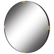 Uttermost Clip Black and Gold Iron Round Mirror
