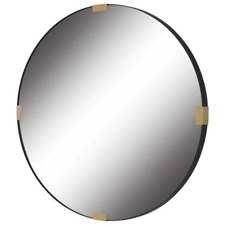 Uttermost Clip Black and Gold Iron Round Mirror