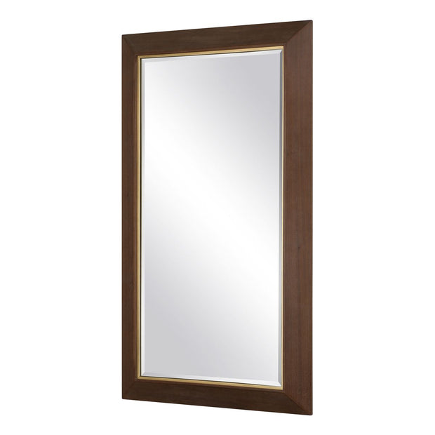 Uttermost Matheson Walnut with Brushed Gold Accents Framed Mirror
