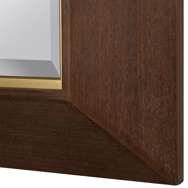 Uttermost Matheson Walnut with Brushed Gold Accents Framed Mirror