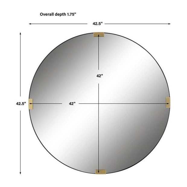 Uttermost Clip Black and Gold Iron Round Mirror