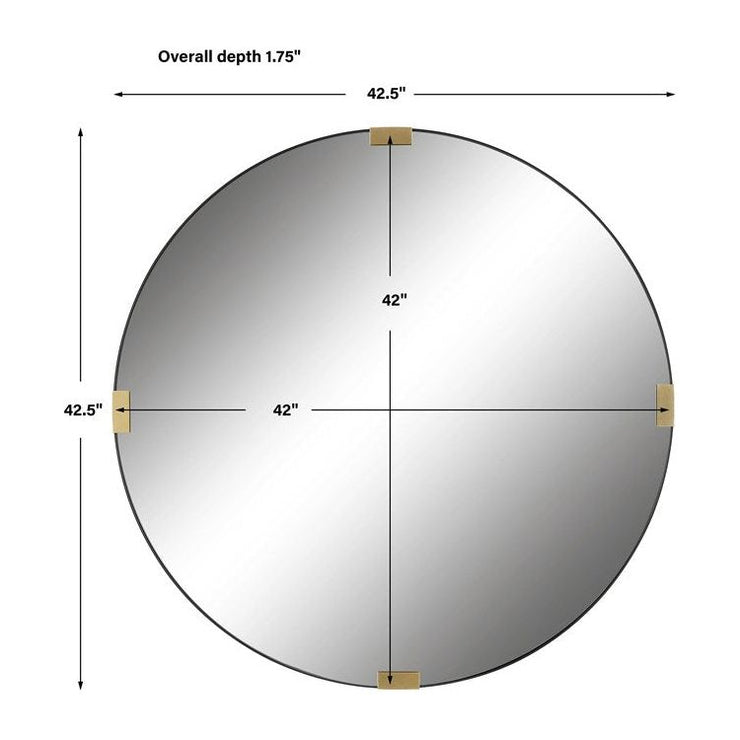 Uttermost Clip Black and Gold Iron Round Mirror