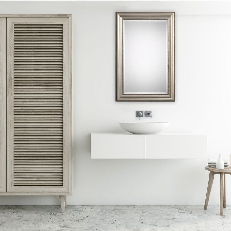 Casa Bella Living Antique Champagne Silver Leaf With Small Beaded Frame Mirror