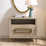 Uttermost Alessia Light Oak Side Table With Brushed Brass Hardware