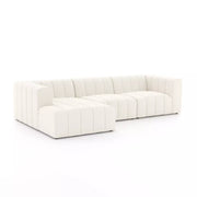 Four Hands Langham Channeled 3 Piece Left Chaise Sectional ~ Fayette Cloud Upholstered Performance Fabric
