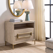 Uttermost Alessia Light Oak Side Table With Brushed Brass Hardware