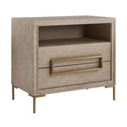 Uttermost Alessia Light Oak Side Table With Brushed Brass Hardware