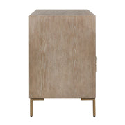 Uttermost Alessia Light Oak Side Table With Brushed Brass Hardware