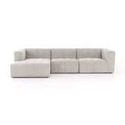 Four Hands Langham Channeled 3 Piece Left Chaise Sectional ~ Napa Sandstone Upholstered Performance Fabric