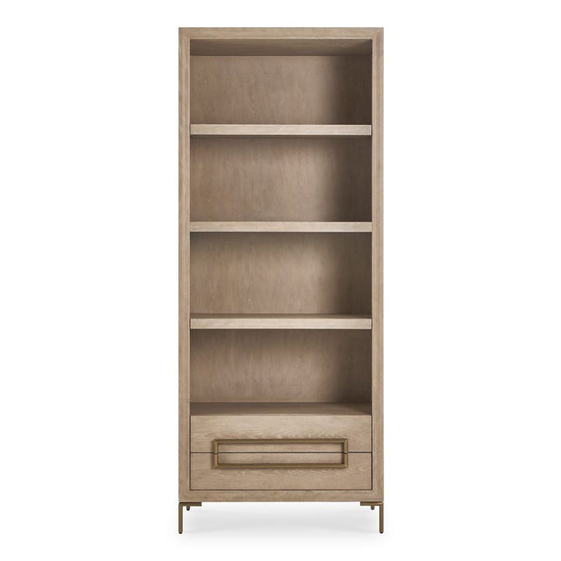 Uttermost Alessia Light Oak Etagere With Brushed Brass Hardware