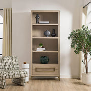 Uttermost Alessia Light Oak Etagere With Brushed Brass Hardware