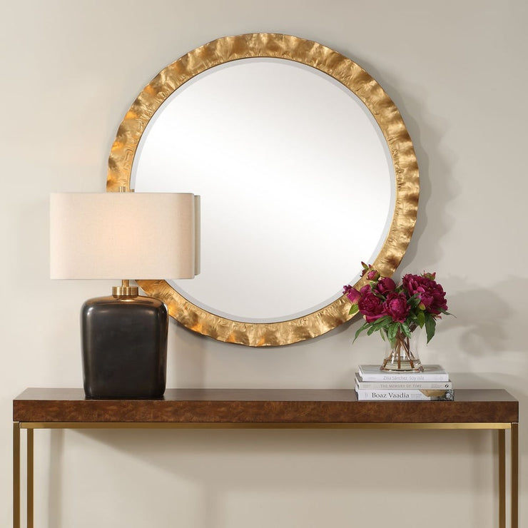 Uttermost Haya Antique Gold Scalloped Edge Round Mirror