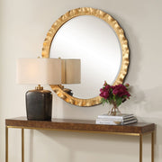 Uttermost Haya Antique Gold Scalloped Edge Round Mirror