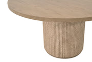 Essentials For Living Cannes 54” Round Dining Table ~ Natural Oak, Cane