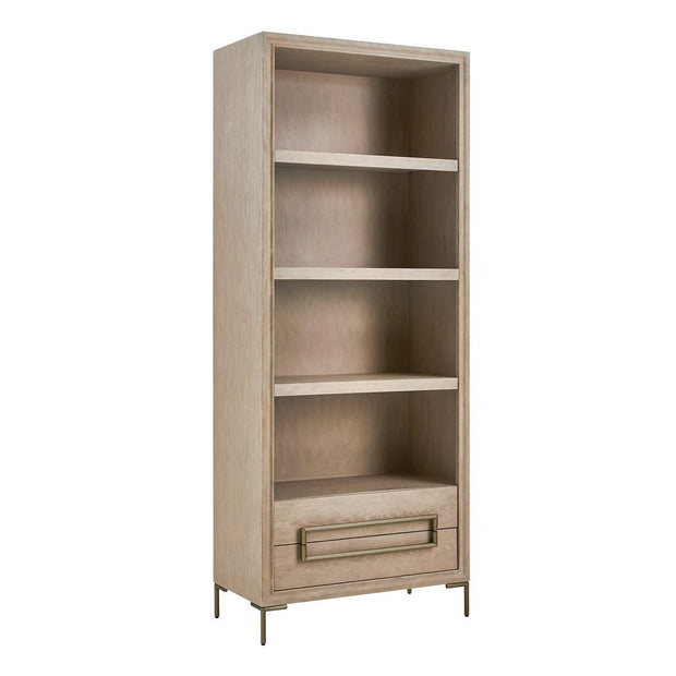 Uttermost Alessia Light Oak Etagere With Brushed Brass Hardware