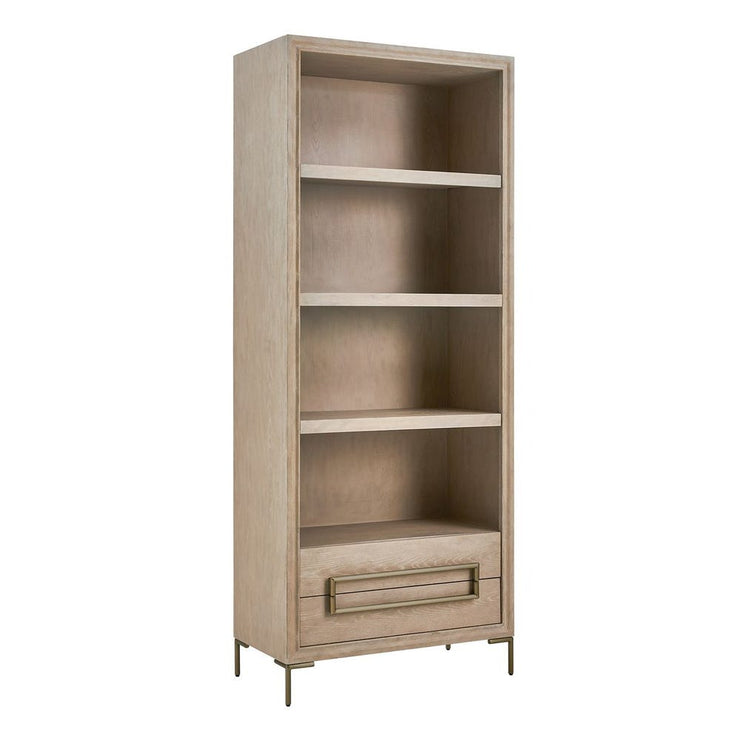 Uttermost Alessia Light Oak Etagere With Brushed Brass Hardware