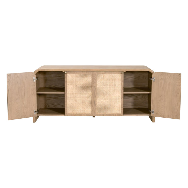 Essentials For Living Cannes Media Sideboard ~ Natural Oak, Cane