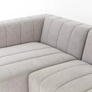 Four Hands Langham Channeled 3 Piece Right Chaise Sectional with Ottoman ~ Napa Sandstone Upholstered Performance Fabric