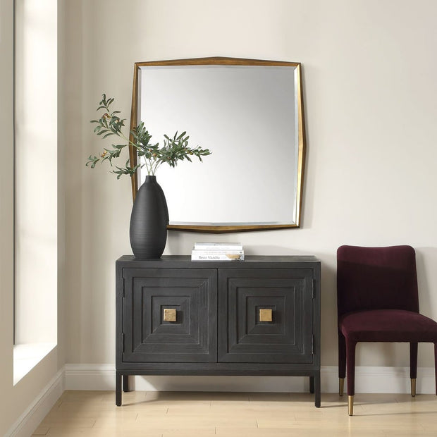 Uttermost On Point Antique Gold Leaf Wood Square Mirror