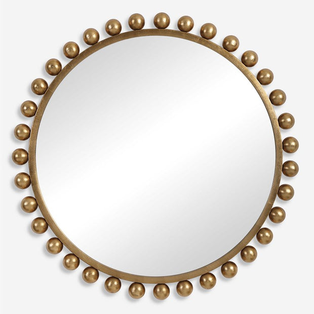 Uttermost Cyra Metallic Gold Leaf Round Mirror
