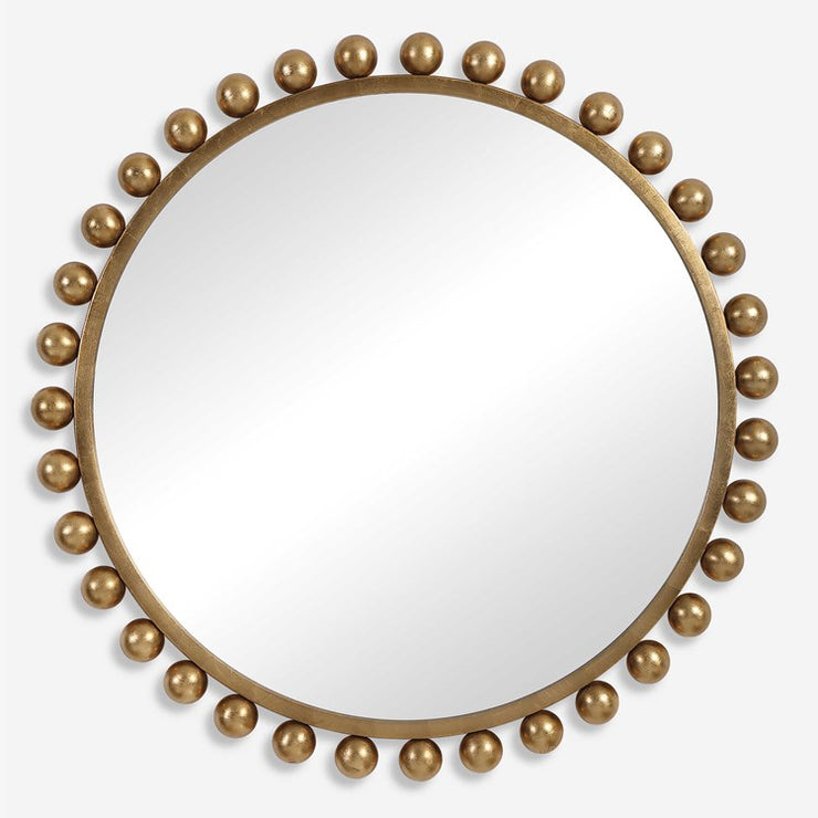 Uttermost Cyra Metallic Gold Leaf Round Mirror