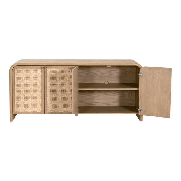 Essentials For Living Cannes Media Sideboard ~ Natural Oak, Cane