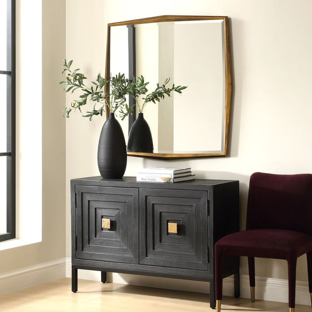 Uttermost On Point Antique Gold Leaf Wood Square Mirror