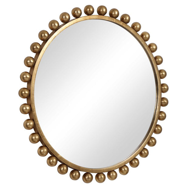 Uttermost Cyra Metallic Gold Leaf Round Mirror