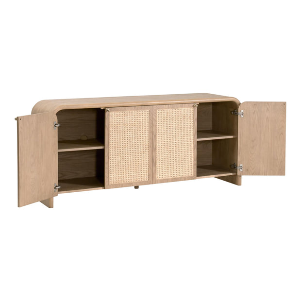 Essentials For Living Cannes Media Sideboard ~ Natural Oak, Cane