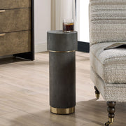 Uttermost Wessex Charcoal Grey Faux Shagreen Drink Table with Brushed Brass Accents