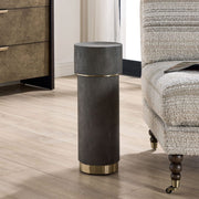 Uttermost Wessex Charcoal Grey Faux Shagreen Drink Table with Brushed Brass Accents