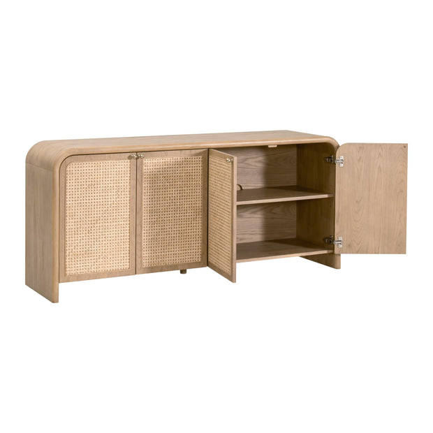 Essentials For Living Cannes Media Sideboard ~ Natural Oak, Cane