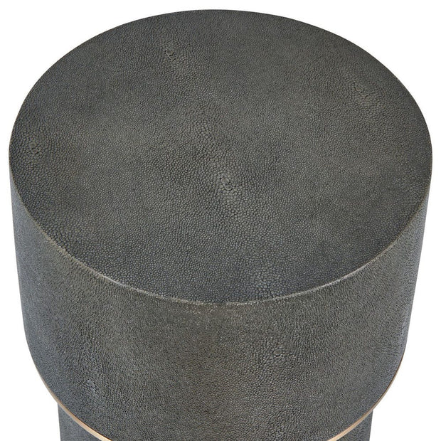 Uttermost Wessex Charcoal Grey Faux Shagreen Drink Table with Brushed Brass Accents