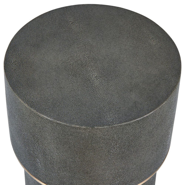 Uttermost Wessex Charcoal Grey Faux Shagreen Drink Table with Brushed Brass Accents