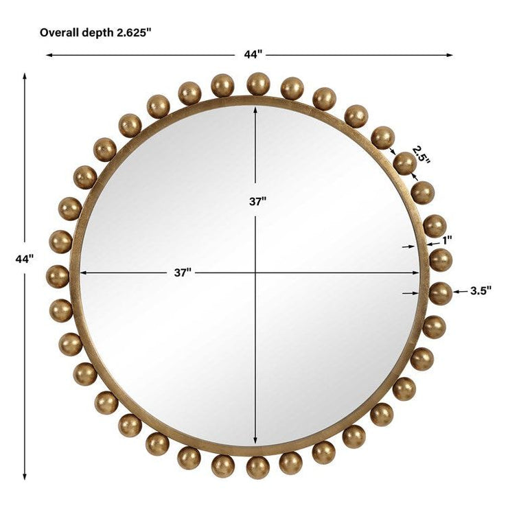 Uttermost Cyra Metallic Gold Leaf Round Mirror