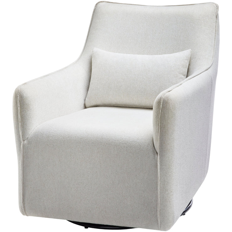 Surya Hudson Modern Ivory Swivel Armchair with Accent Pillow