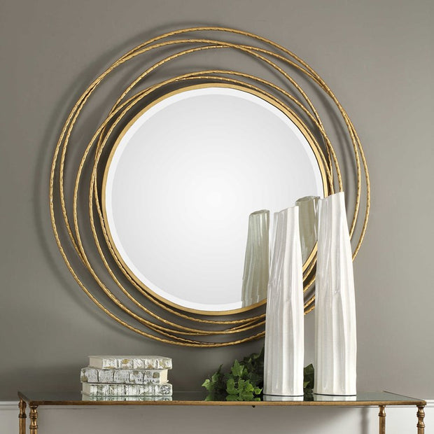 Uttermost Whirlwind Gold Leaf Iron Coils Round Mirror