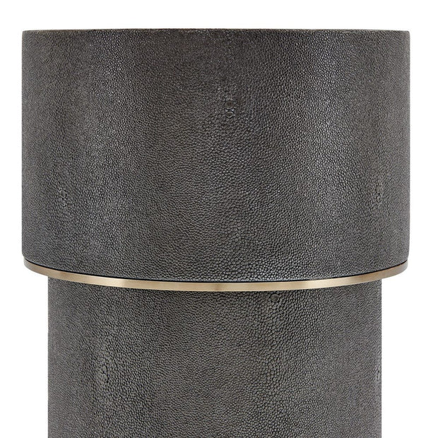 Uttermost Wessex Charcoal Grey Faux Shagreen Drink Table with Brushed Brass Accents