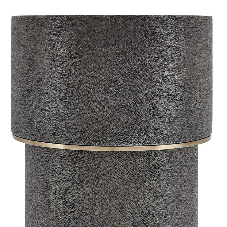 Uttermost Wessex Charcoal Grey Faux Shagreen Drink Table with Brushed Brass Accents