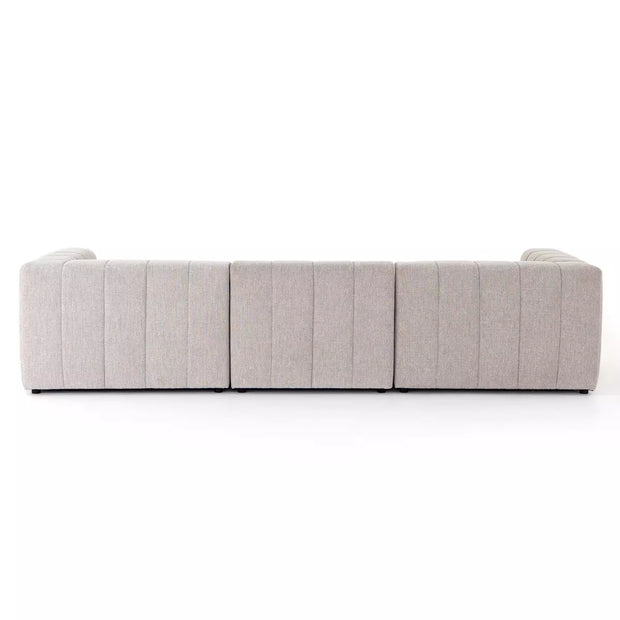 Four Hands Langham Channeled 3 Piece Right Chaise Sectional ~ Napa Sandstone Upholstered Performance Fabric