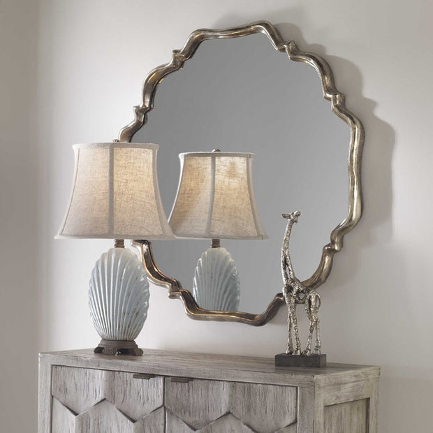 Uttermost Valentia Silver with Gray Wash Round Mirror