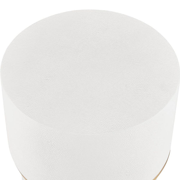 Uttermost Wessex White Faux Shagreen Drink Table with Brushed Brass Accents