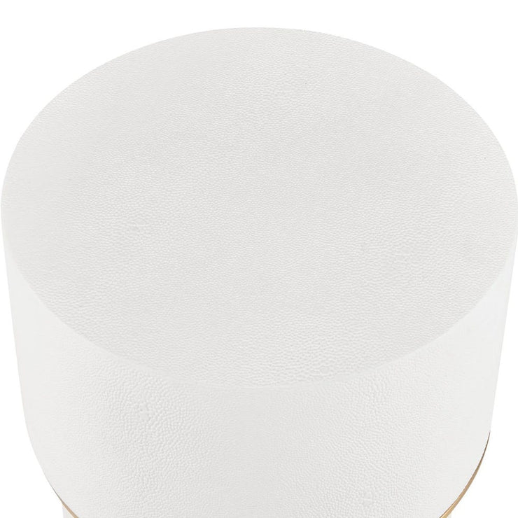 Uttermost Wessex White Faux Shagreen Drink Table with Brushed Brass Accents