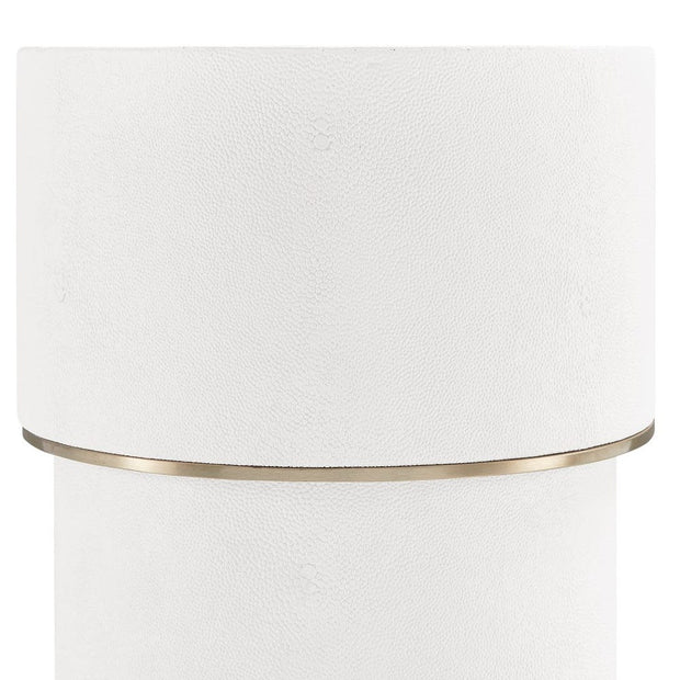 Uttermost Wessex White Faux Shagreen Drink Table with Brushed Brass Accents