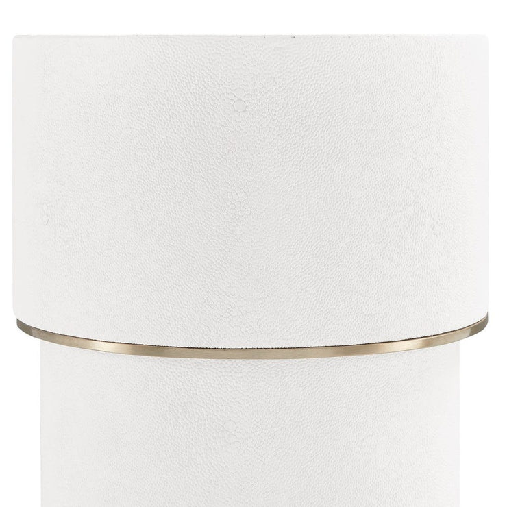 Uttermost Wessex White Faux Shagreen Drink Table with Brushed Brass Accents