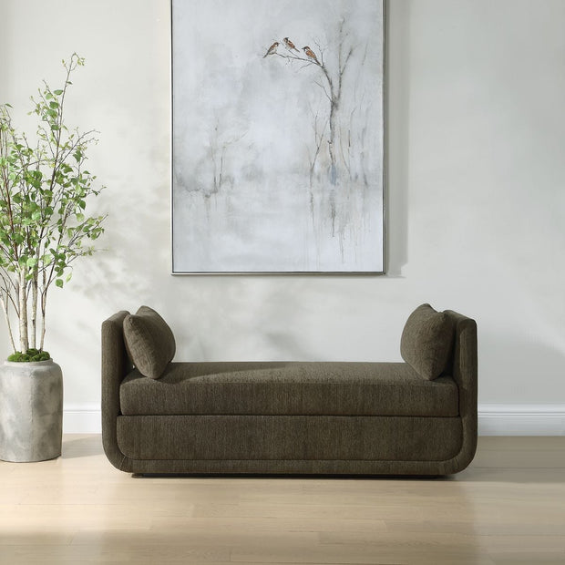 Uttermost Abound Herb Green Textured Chenille Oversized Bench